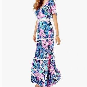 Lilly Pulitzer Maribella Maxi Sugar Mambo High Tide Dress